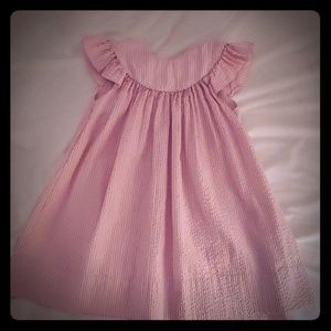 Little girls seersucker smocked neck dress